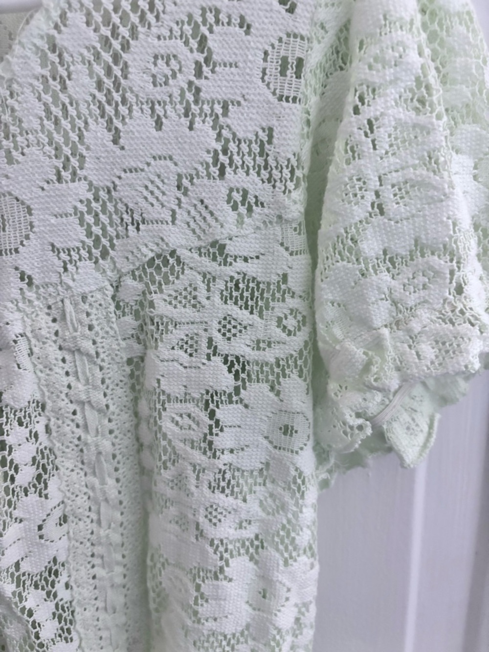 Mint Lace Peplum Short-Sleeve Blouse - Picture 2 of 6